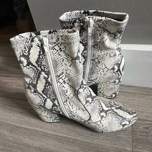 Snake skin ankle boots
